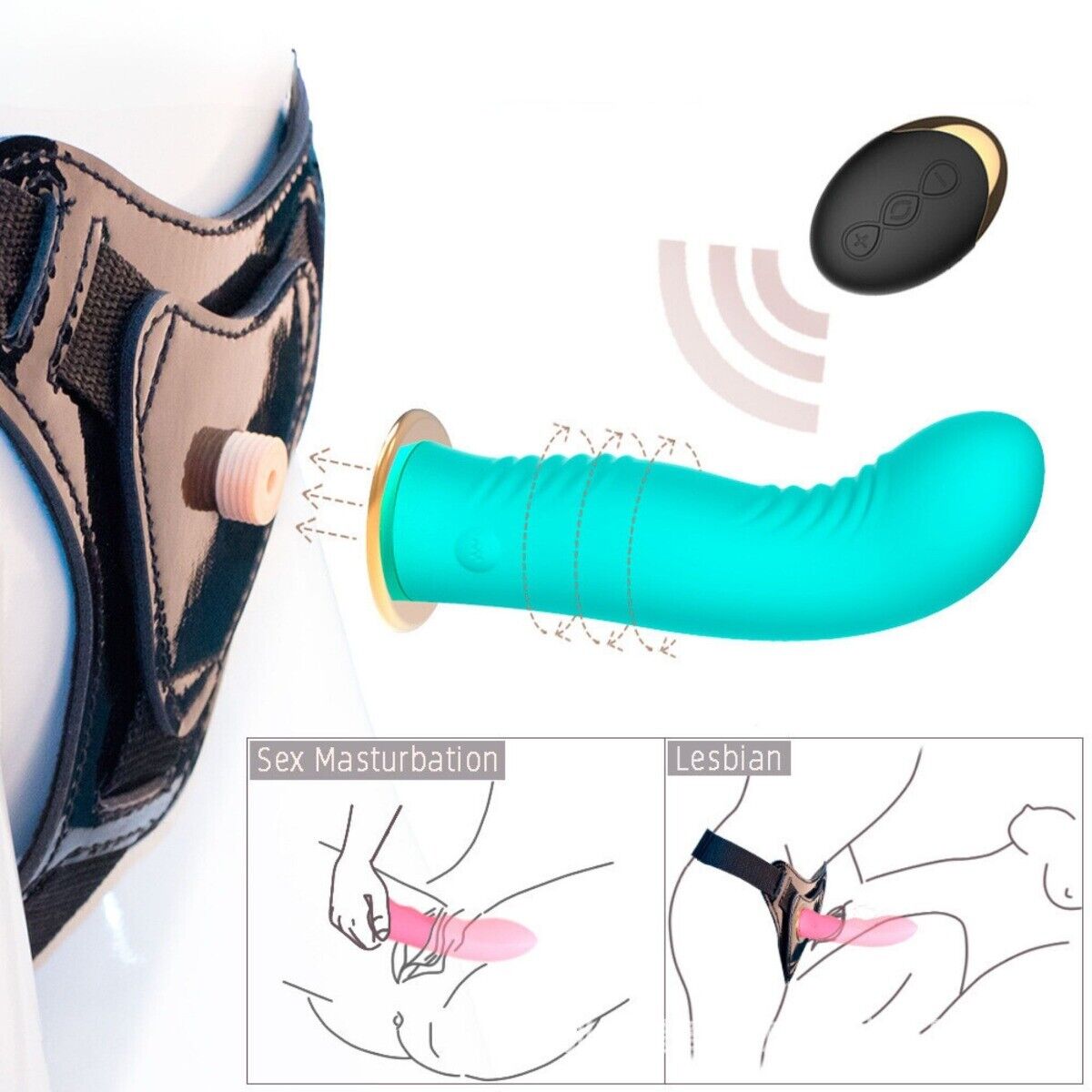 Rechargeable Wireless Remote Vibrating Dildo Strap-on Harness Pegging Sex Toys