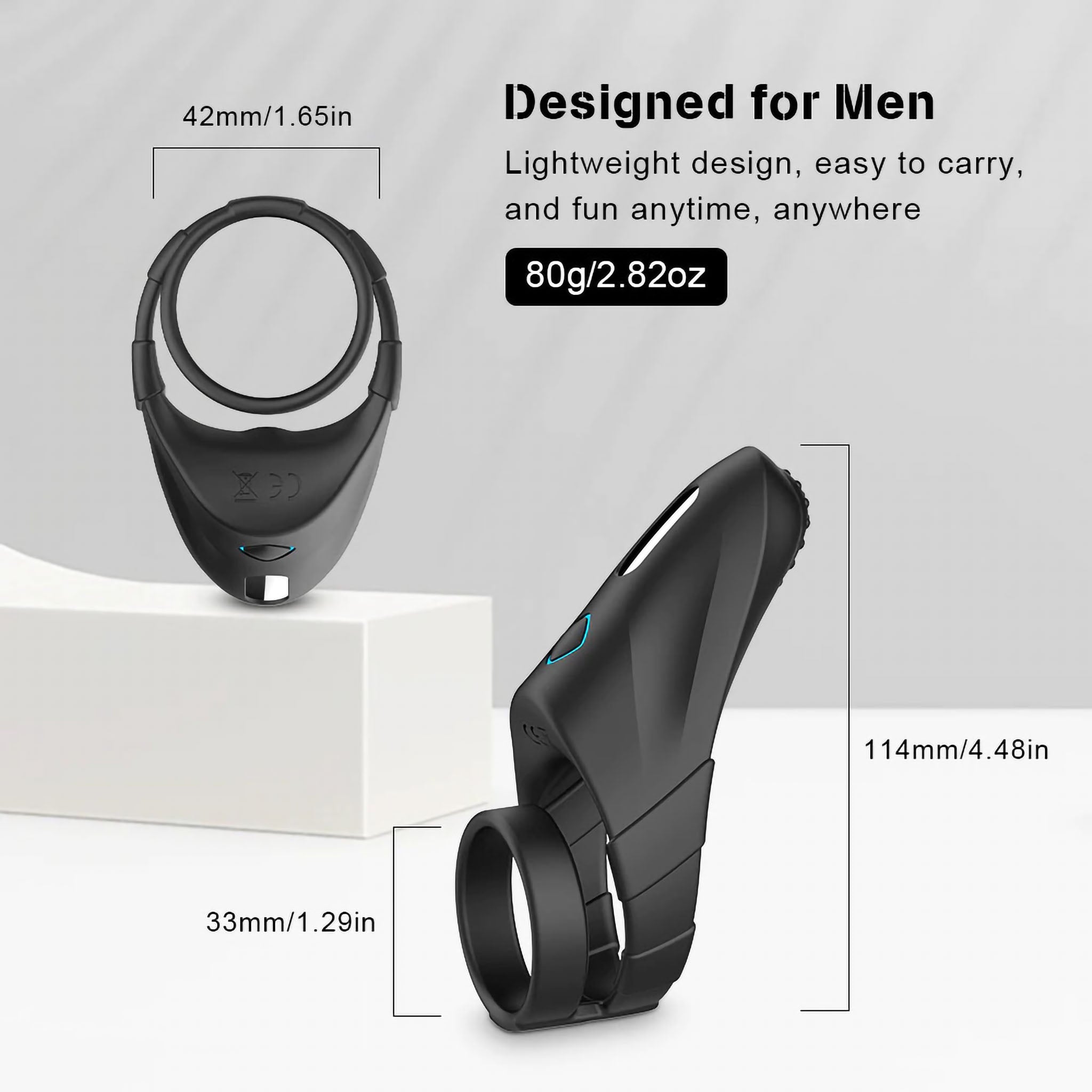 Rechargeable Silicone Vibrating Male Penis Cock Ball Ring Sling Taint Stimulator