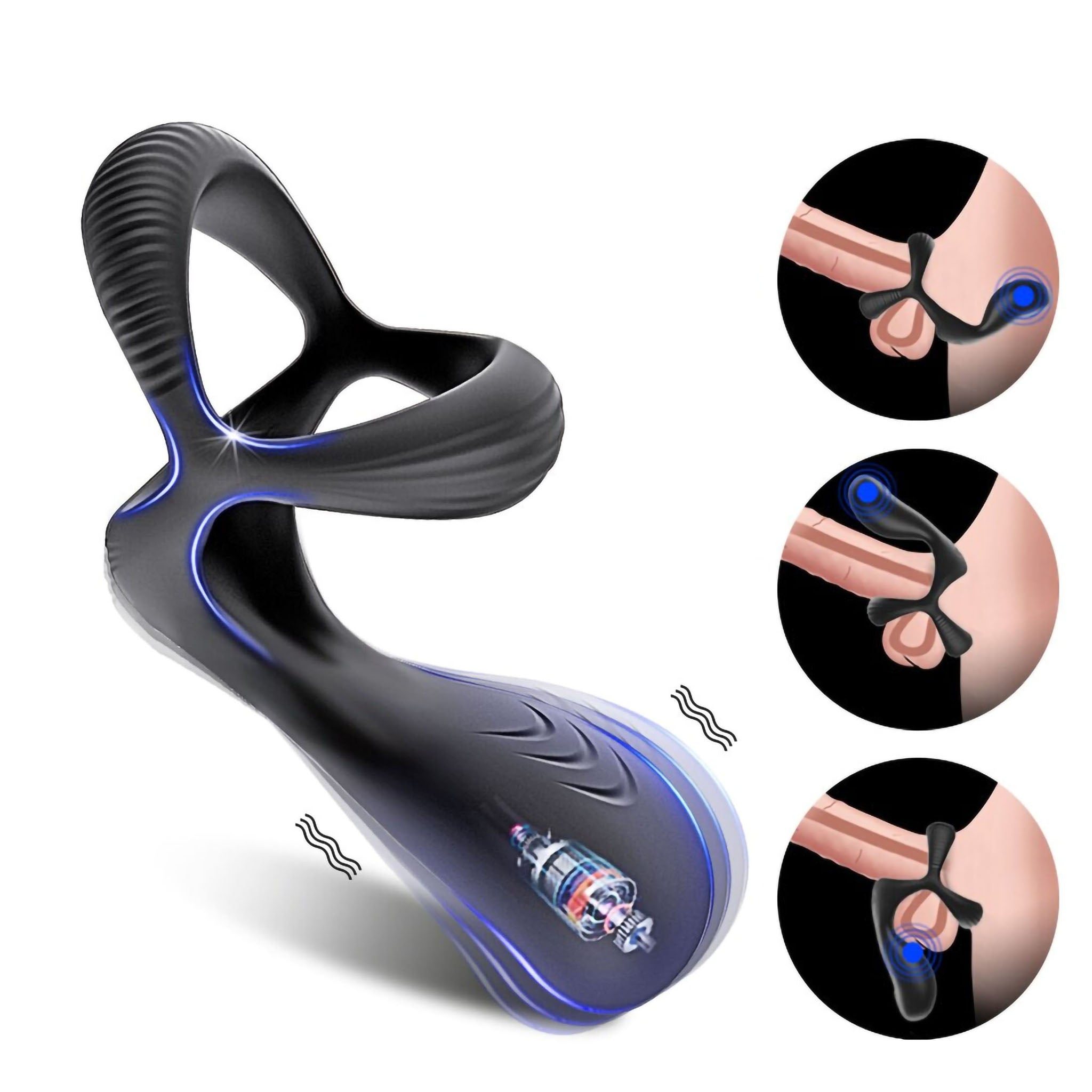 Vibrating Male Penis Erection Enhancer Cock Ball Ring Sex Toys for Men Couples