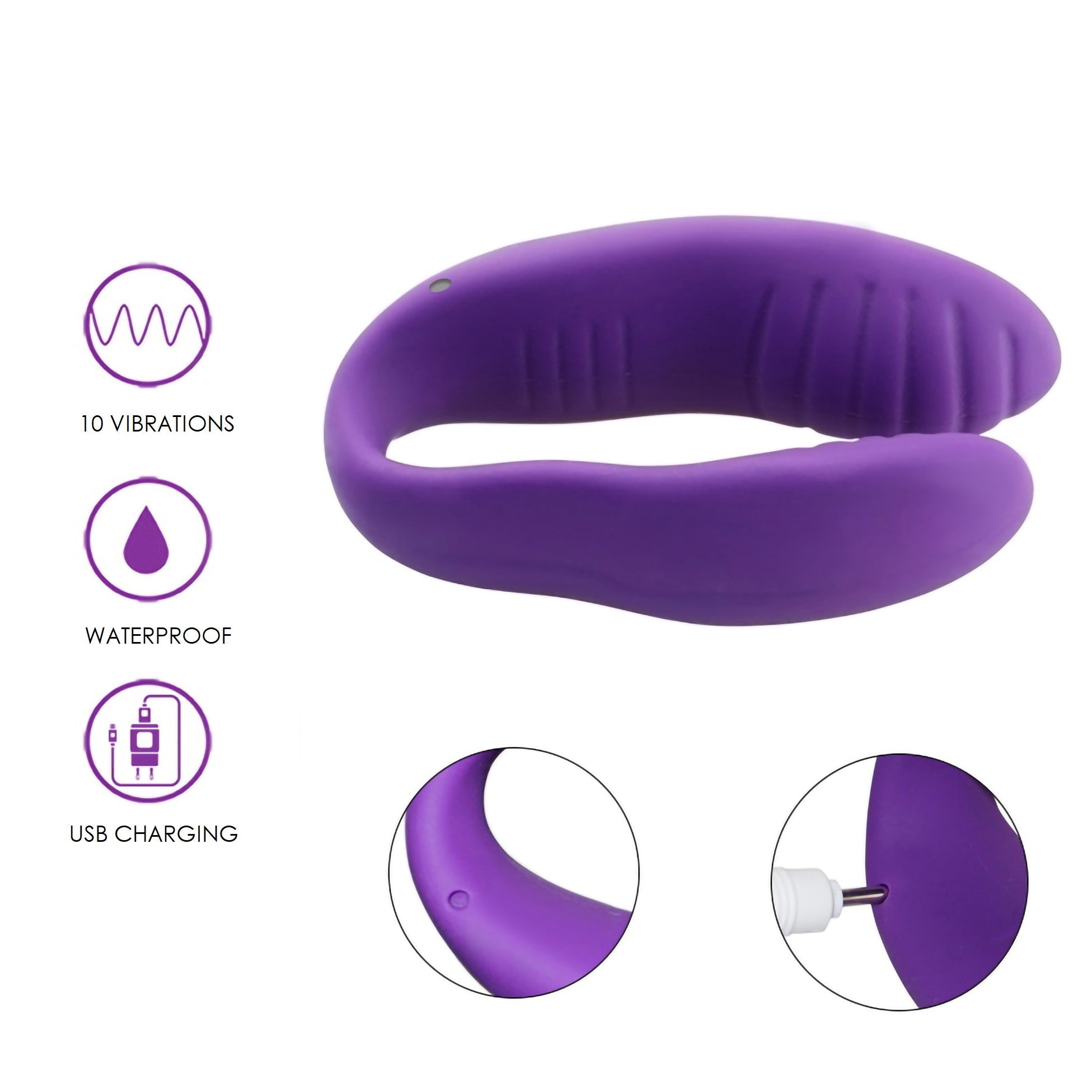 Rechargeable U Shape Clit G-spot Vibe Vibrator Wearable Sex Toys for Couples