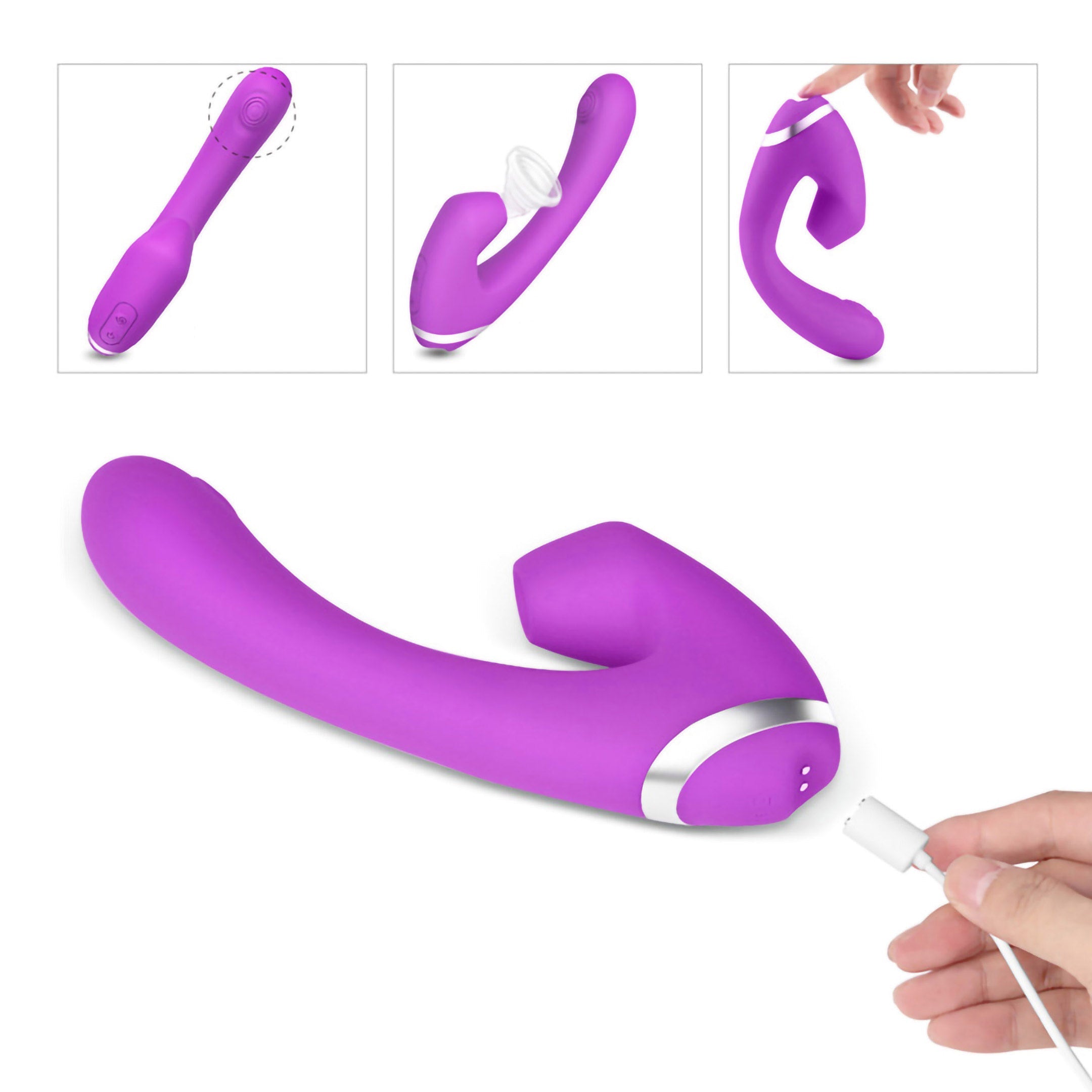 Rechargeable Clit Sucking G-spot Rabbit Vibrator Dildo Sex-toys for Women Couple