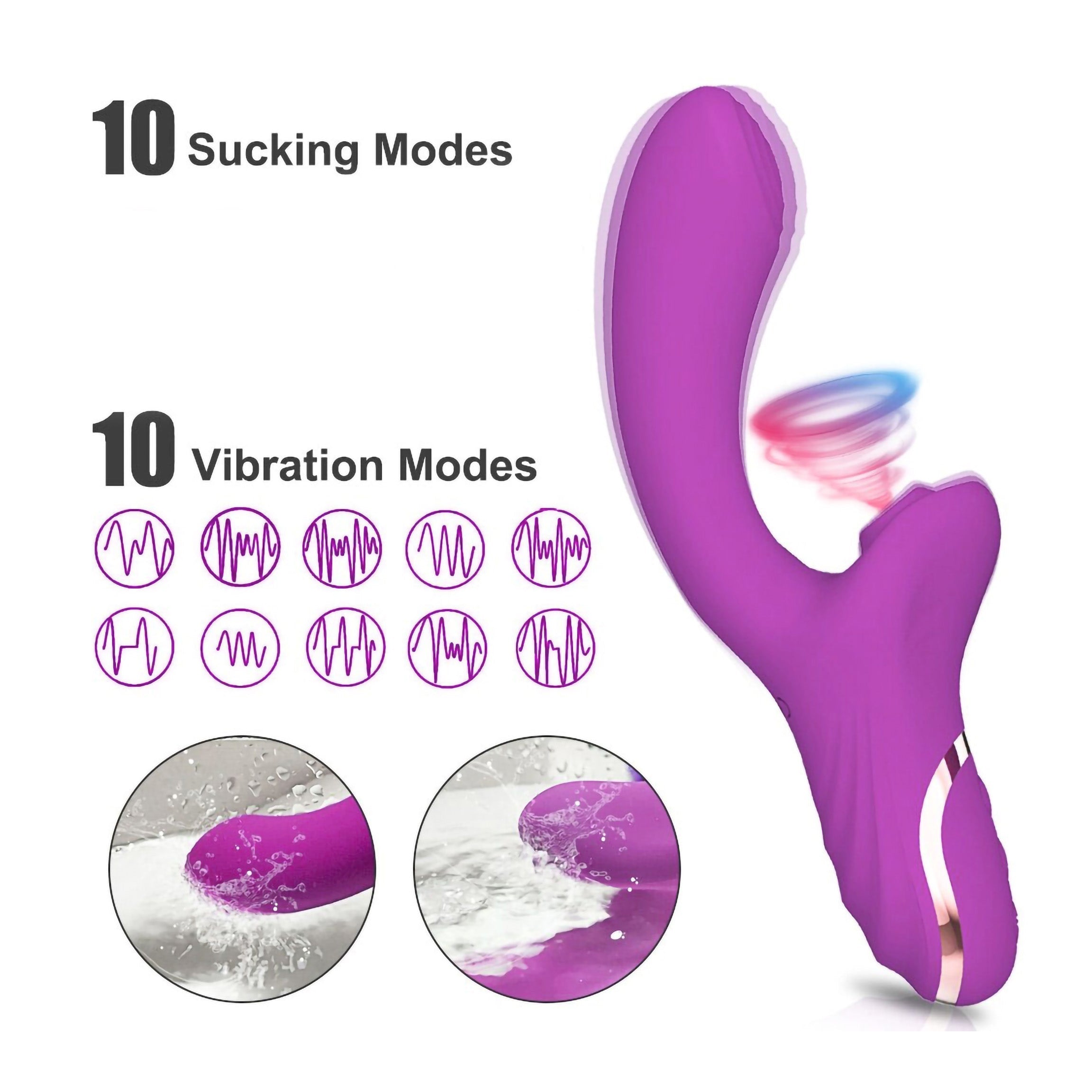 Sucking Vibrating Clitoral G-spot Dual Vibrator Massager Stimulator Sex Toys