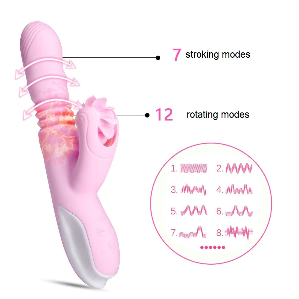 Clitoral Licking Thrusting Stroking Rabbit Vibrator Sex-toys for Women Couples