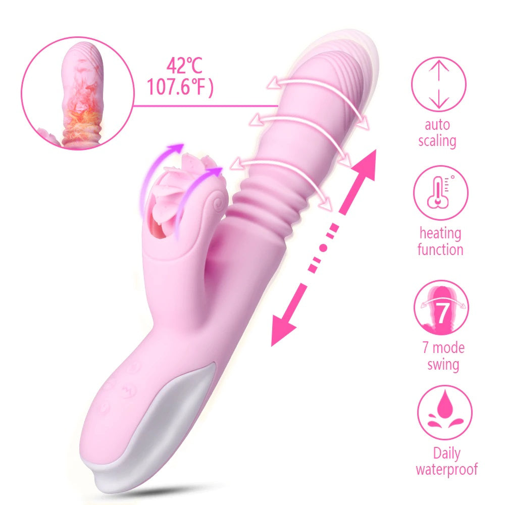 Clitoral Licking Thrusting Stroking Rabbit Vibrator Sex-toys for Women Couples