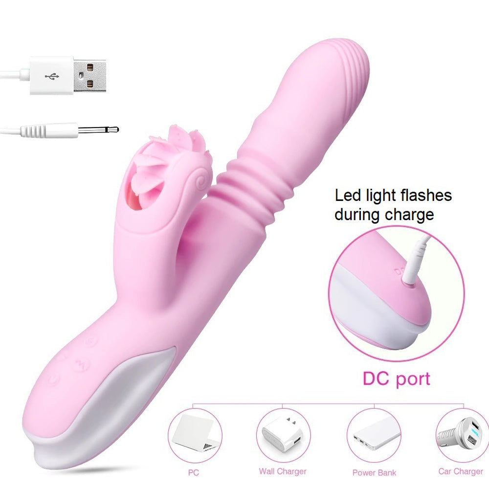 Clitoral Licking Thrusting Stroking Rabbit Vibrator Sex-toys for Women Couples