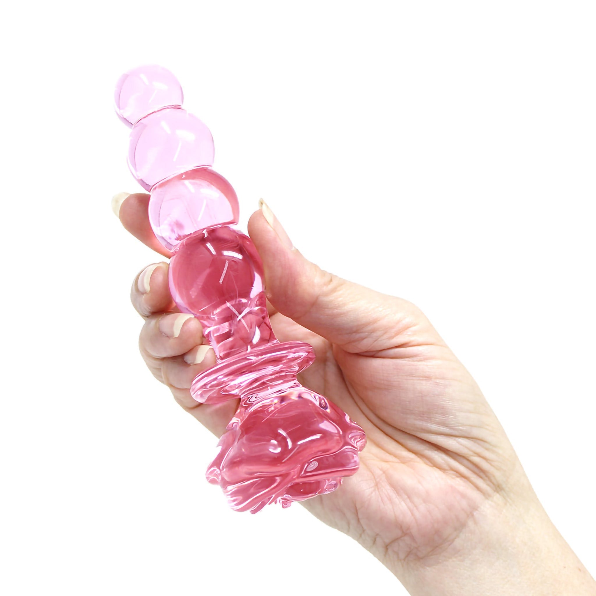 Beaded Pink Glass Anal Butt Plug Dildo Beads Anal Sex Toys for Men Women Couples