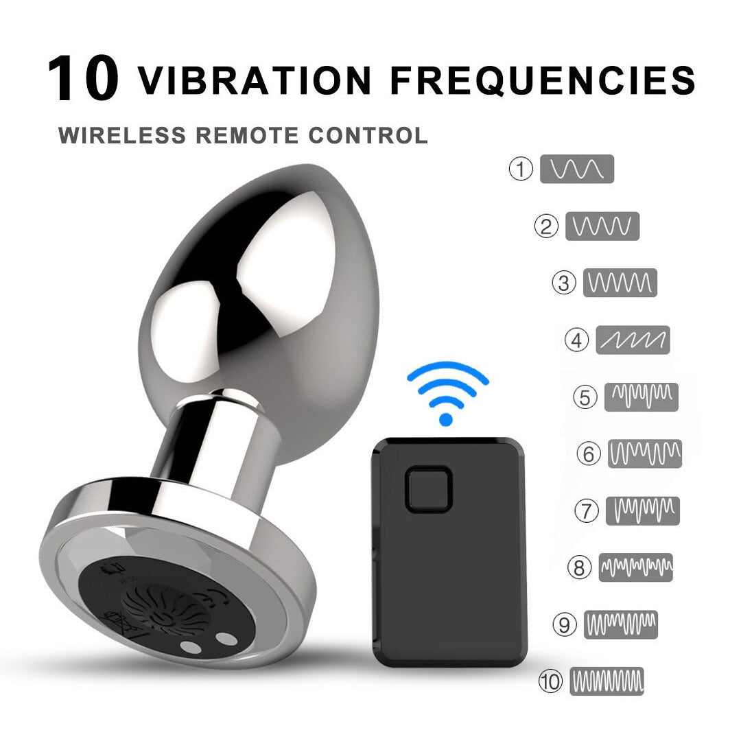 Wireless Remote Control Vibrating Metal Anal Butt Plug Vibrator Sex Toys