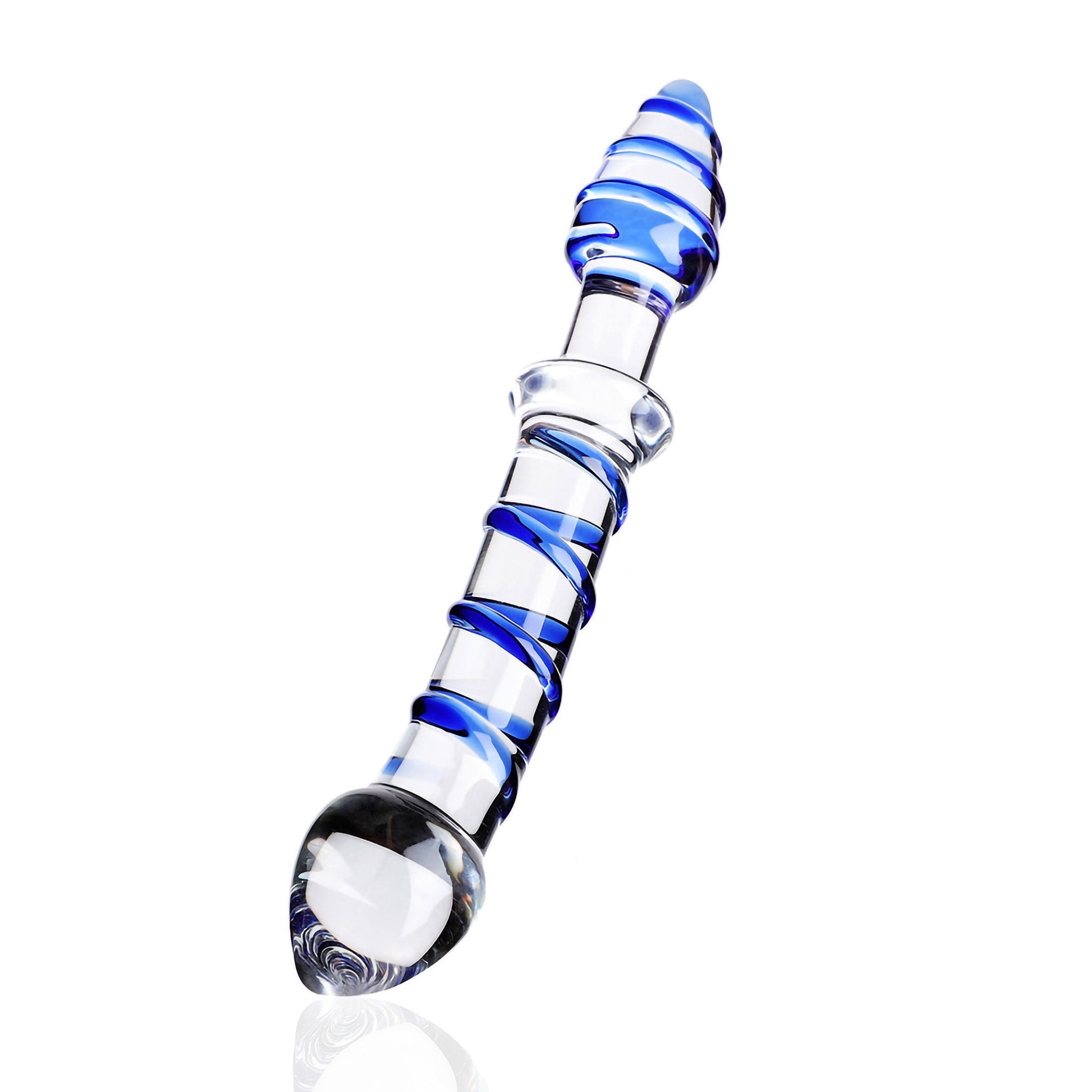 Swirly Double Ended Glass Anal G Spot Dildo Butt Plug Prostate Massager Probe