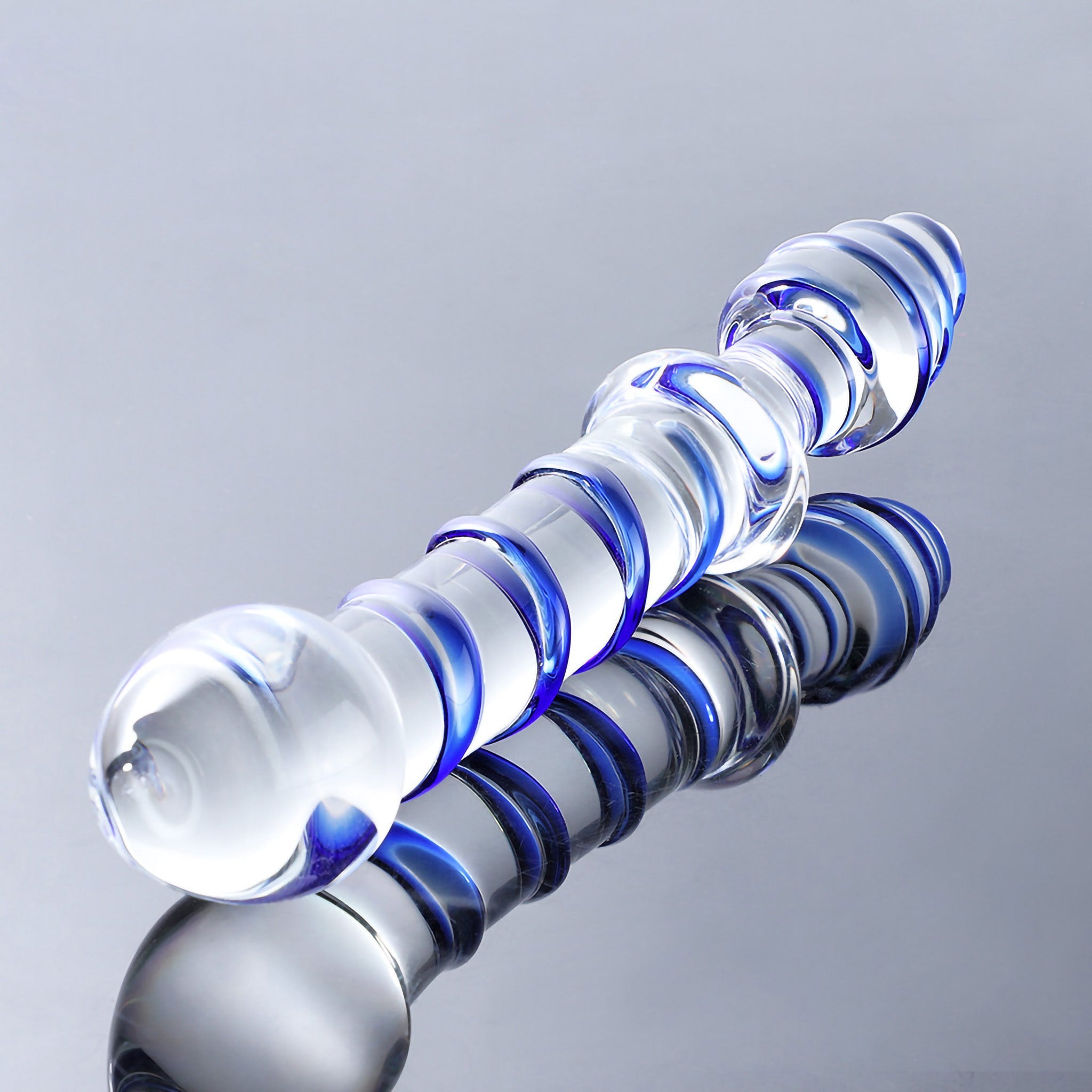 Swirly Double Ended Glass Anal G Spot Dildo Butt Plug Prostate Massager Probe