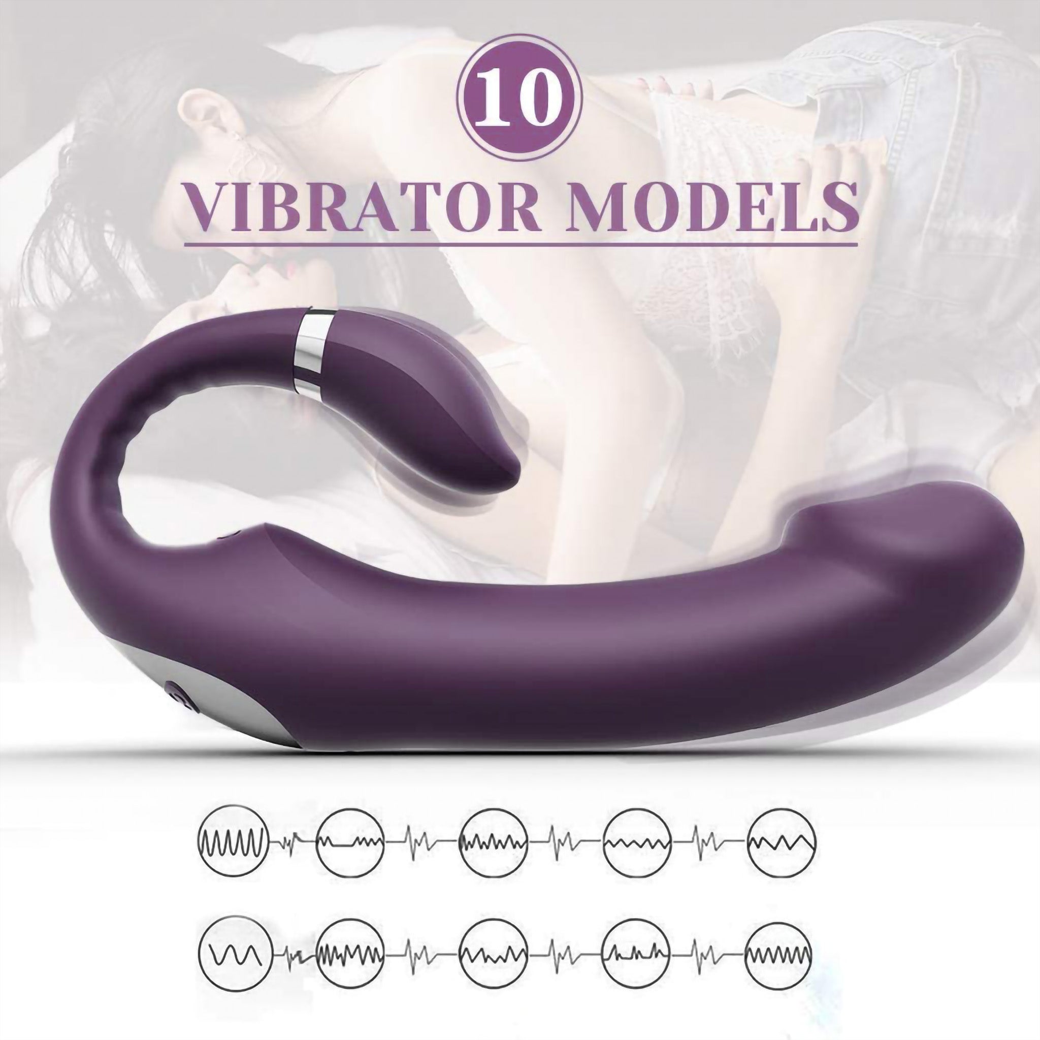 Silicone Vibrating Strapless Strap-on Clit G-spot Vibrator Double Ended Dildo