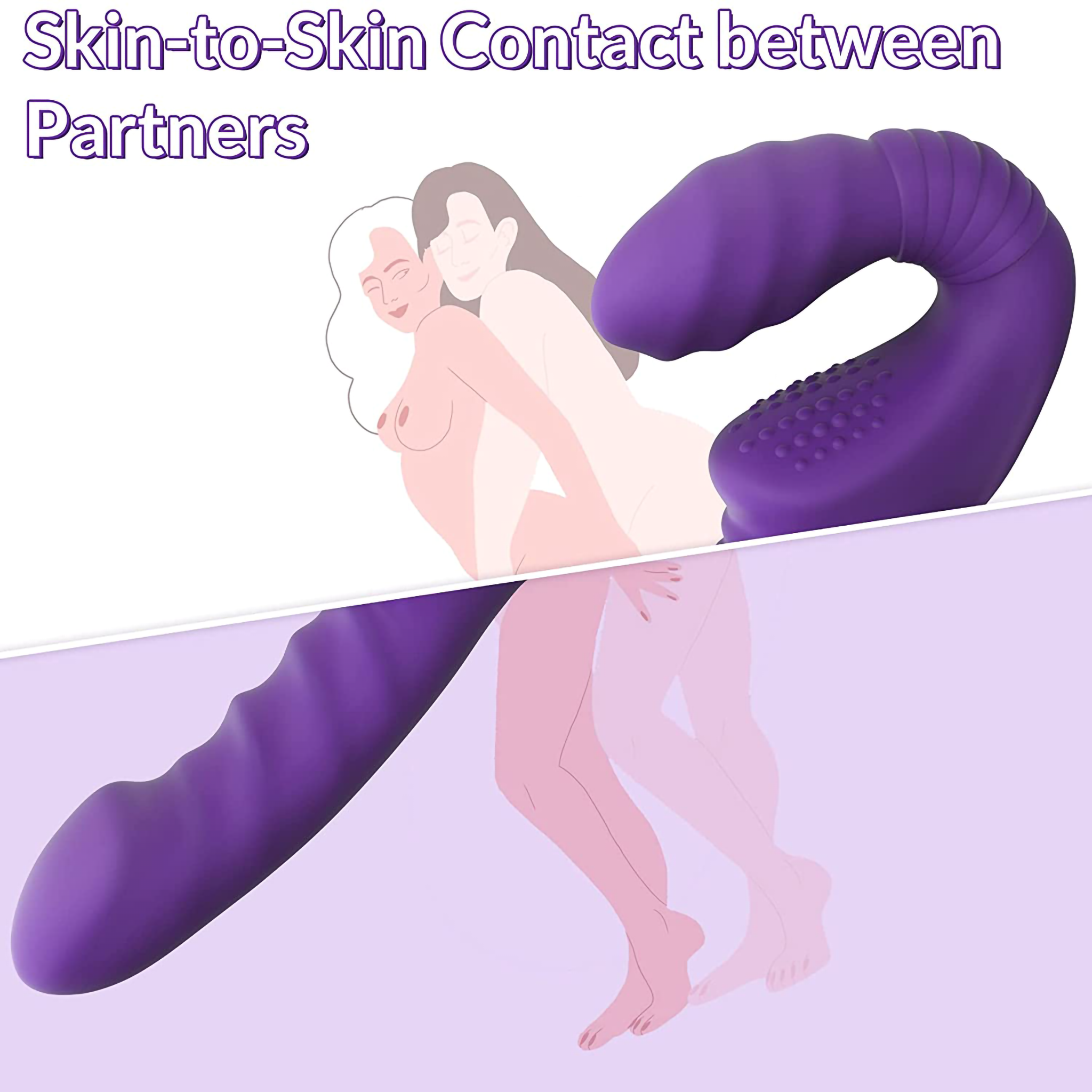 Cordless Remote Vibrating Strapless Strap-On Dildo Double Penetration Dong