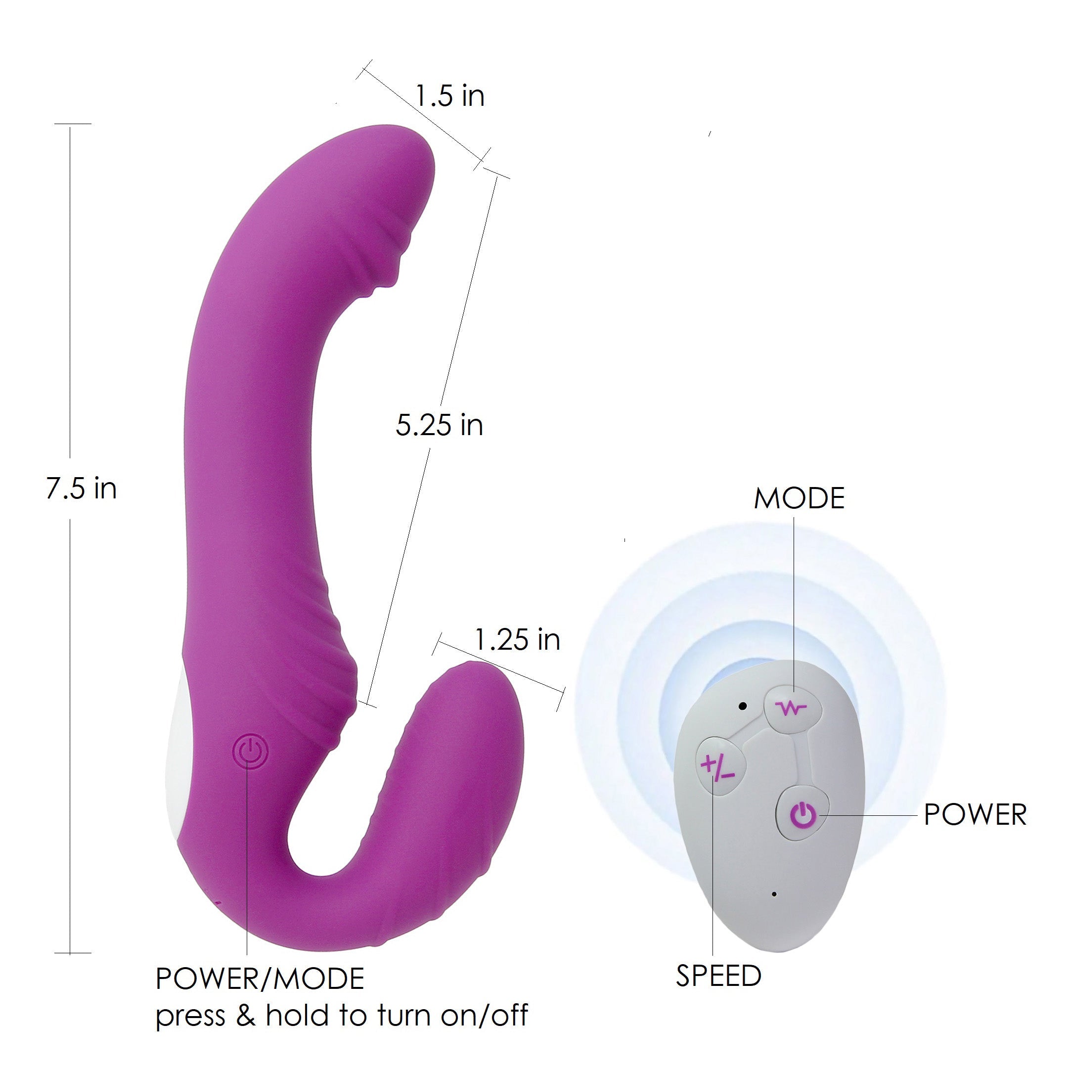 Wireless Remote Vibrating Strapless Strap-on Dildo Vibrator Lesbian Sex Toys