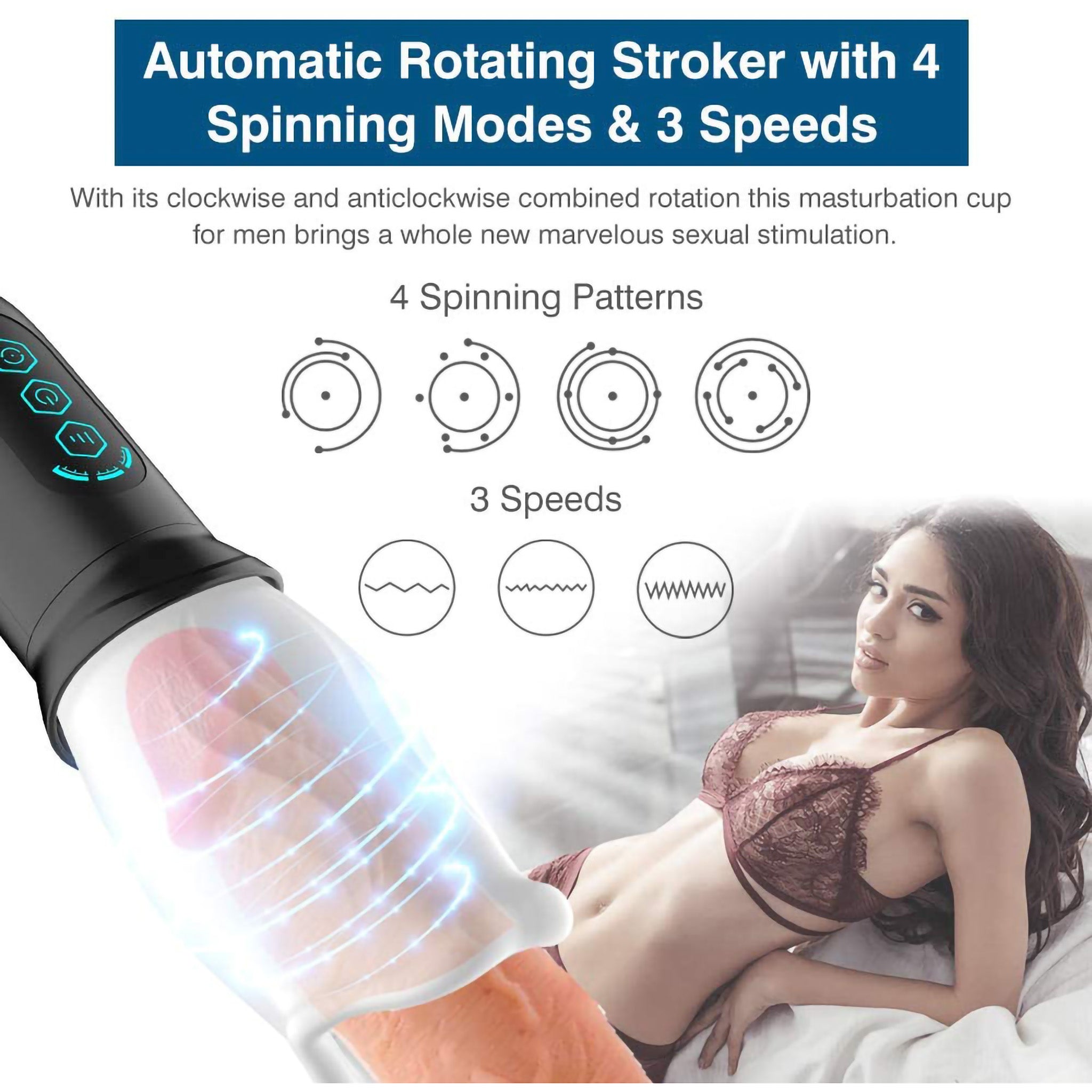 Automatic Rotating Male Masturbator Penis Stamina Cock Trainer Massager Stroker