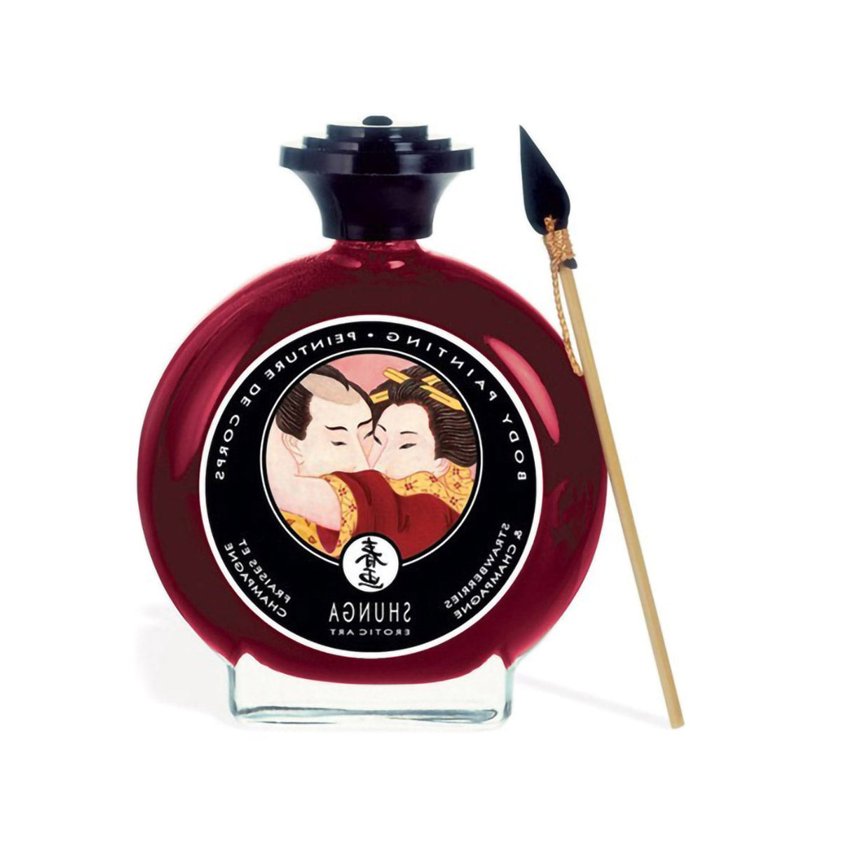 Shunga Edible Body Paint Painting with Brush Champagne & Strawberry Flavored