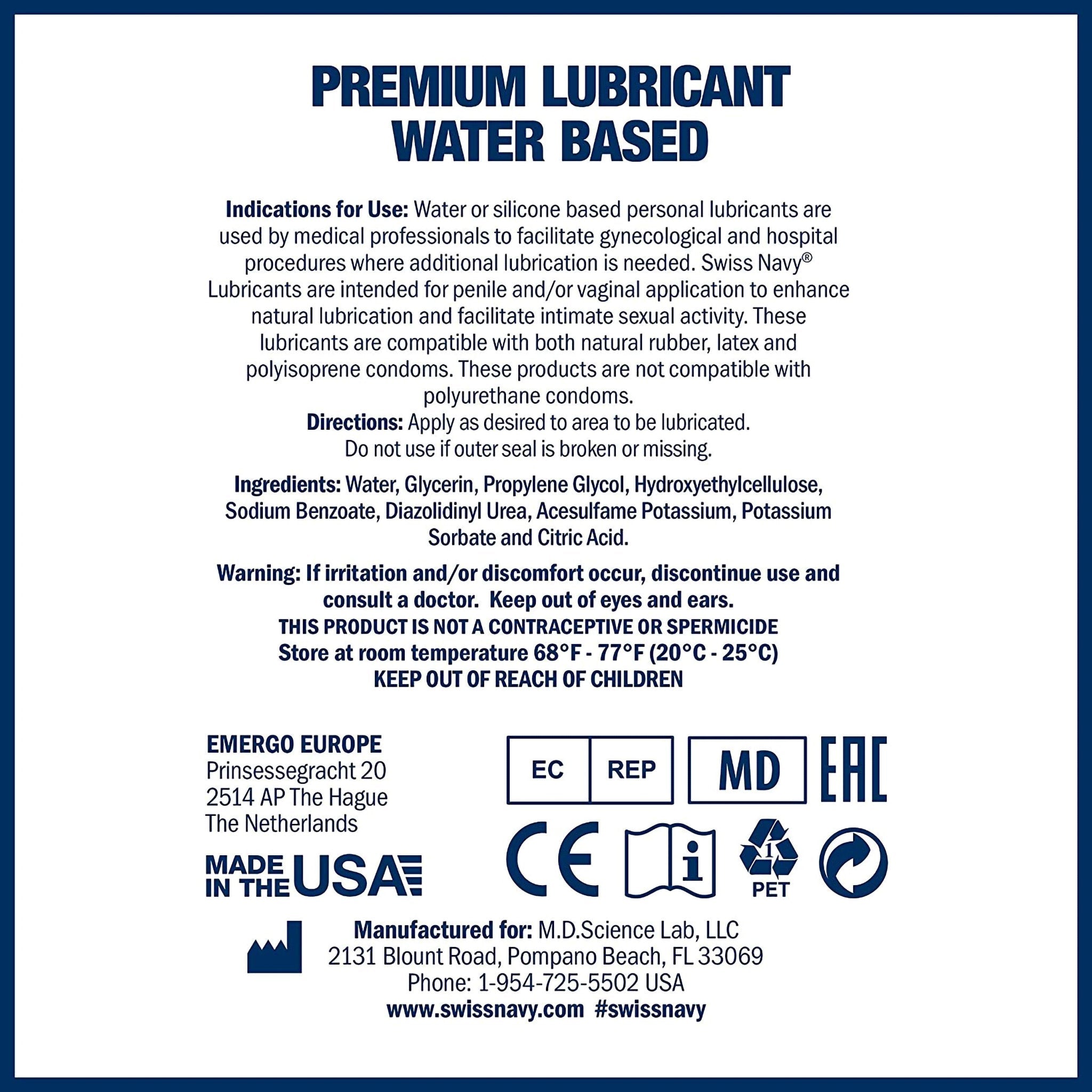 Swiss Navy Water-based Lube Personal Lubricant 4oz/118ml