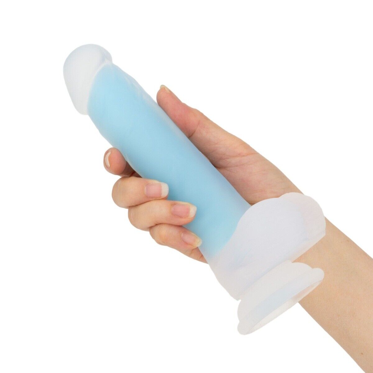 Glow in the Dark 8" Silicone Realistic Dual Density G-spot Anal Dildo Cock Balls