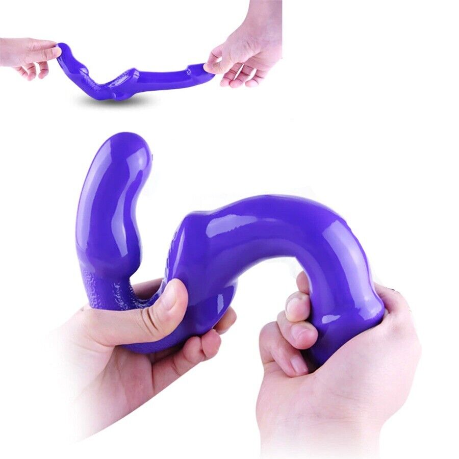 Vibrating Strapless Strap On Dildo Vibrator Double Penetration Ended Dong