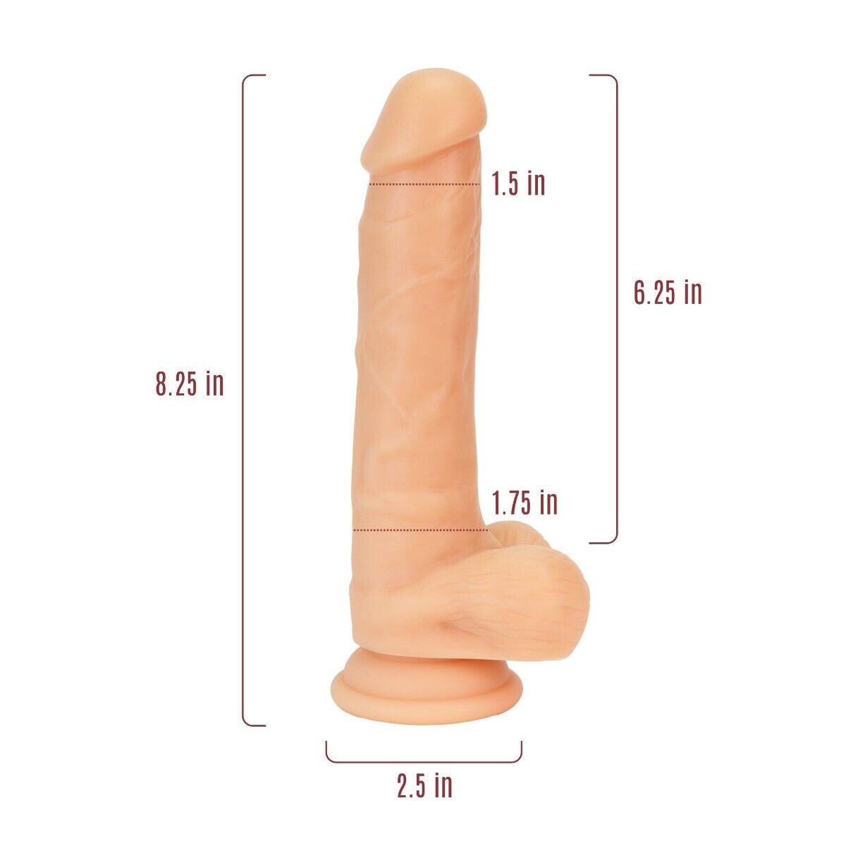 8" Silicone Realistic G-spot Anal Dildo Cock with Balls Suction Cup Sex Toys