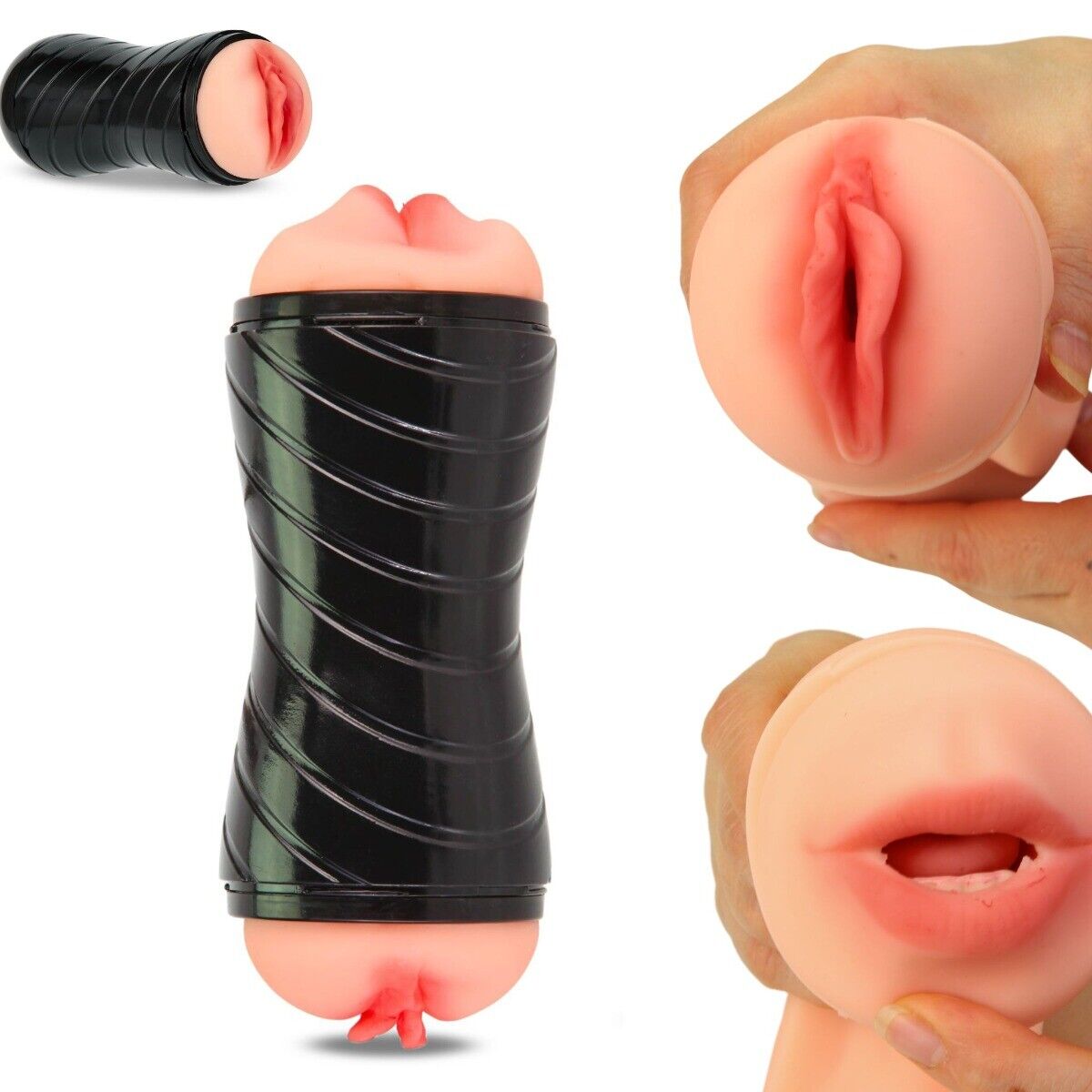 Double Dual End Realistic Mouth Pussy Stroker Masturbator Sex Toys for Men