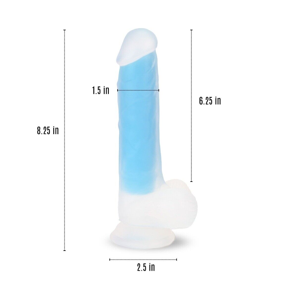 Glow in the Dark 8" Silicone Realistic Dual Density G-spot Anal Dildo Cock Balls