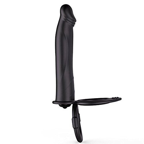 Dual Double Penetrator Penetration Vibrating Penis Cock Ring DP Anal Sex Dildo