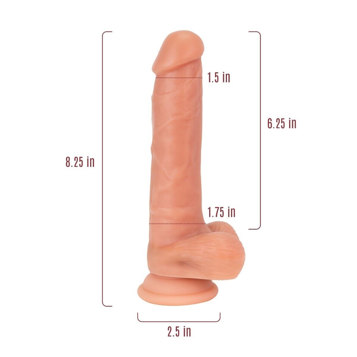 Dual Layer 8" Silicone Realistic G-spot Anal Dildo Cock with Balls Suction Cup