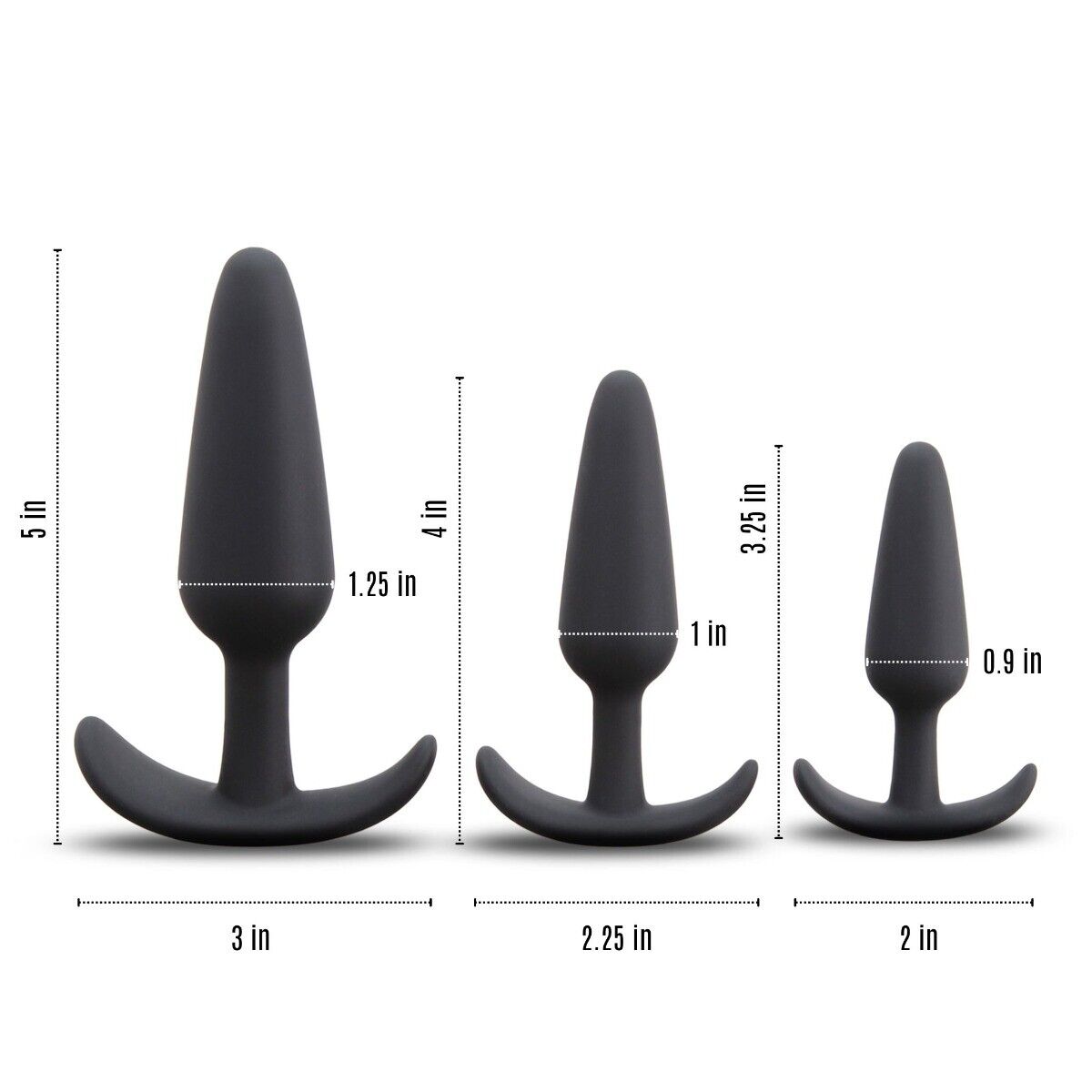 3 Piece Silicone Anal Training Starter Kits Beginner Anal Trainer Butt Plug Set