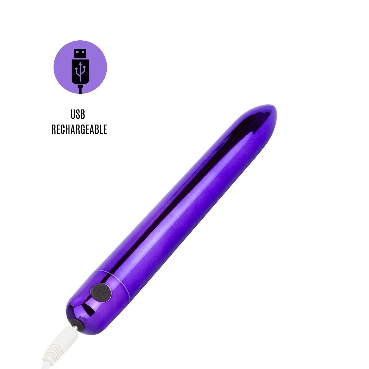 Rechargeable Purple Metallic 6" Clit G-spot Vibrator Dildo Sex Toy for Women