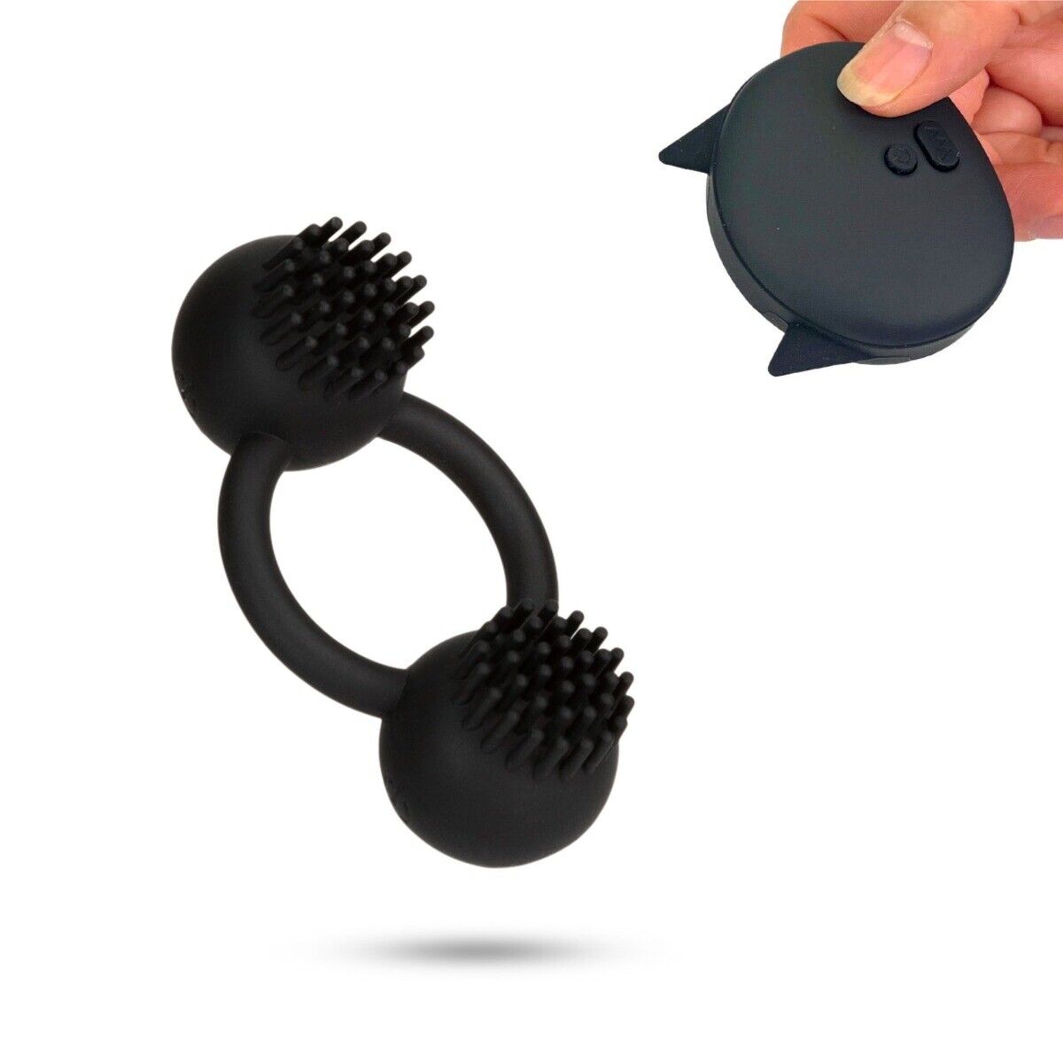 Rechargeable Wireless Remote Dual Bullet Vibrator Vibrating Penis Cock Ring