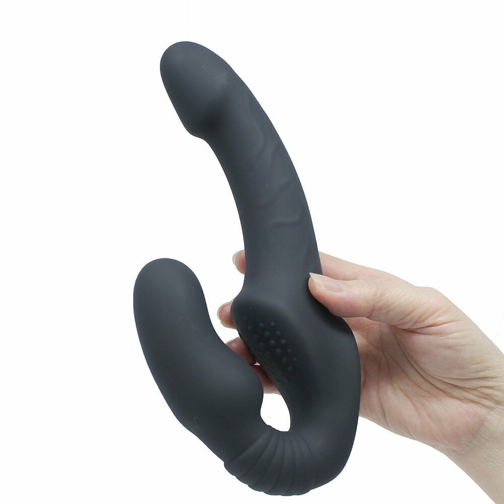 Vibrating Strapless Strap On Dildo Vibrator Double Penetration Ended Dong