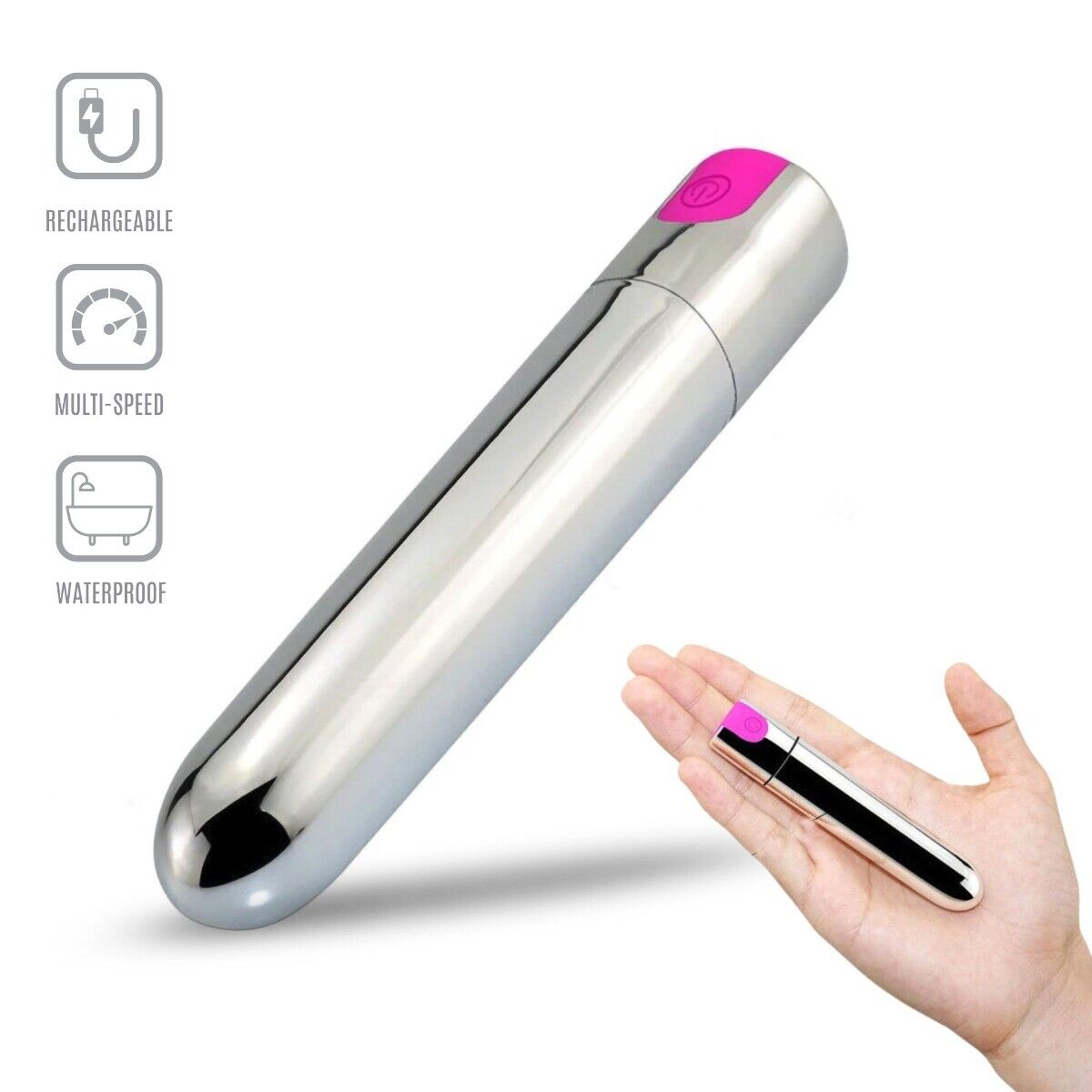 10 Speed Rechargeable Silver Bullet Vibrator Vibe Discreet Sex Toys for Women