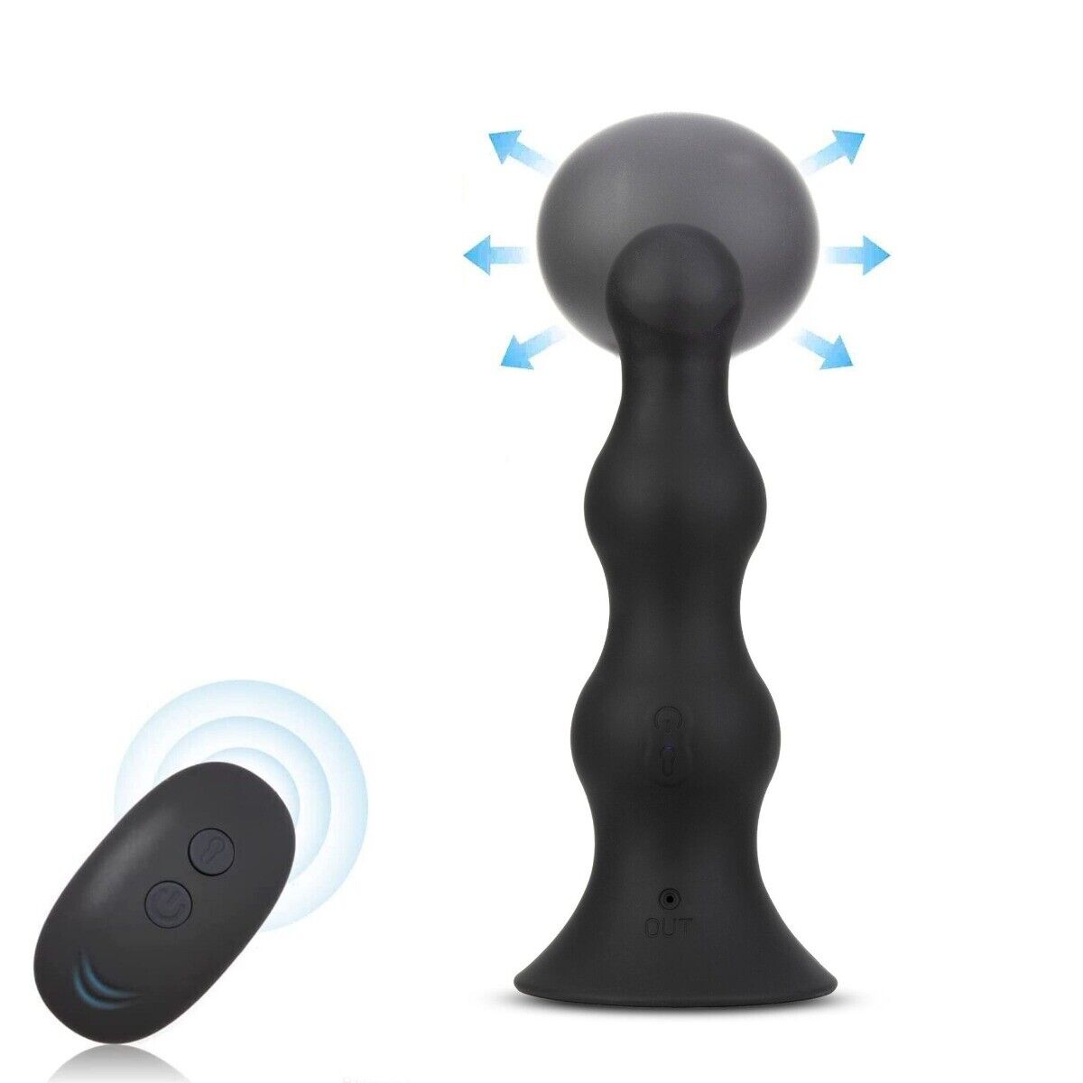 Wireless Remote Inflating Vibrating Beaded Anal Butt Plug Beads Vibrator Sex Toy