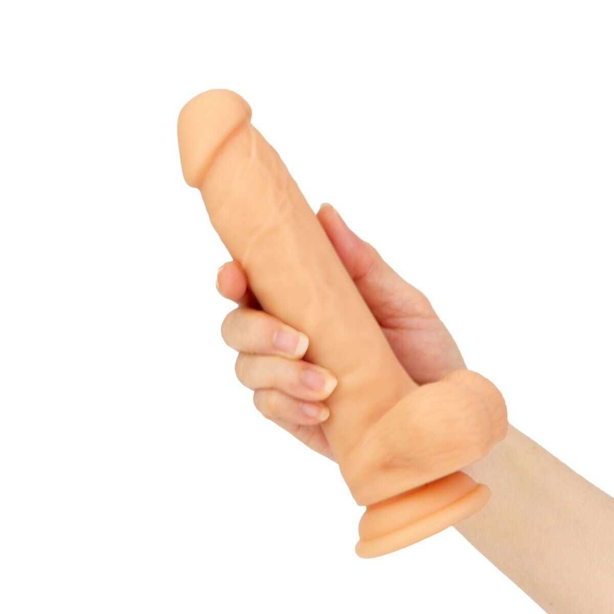 8" Silicone Realistic G-spot Anal Dildo Cock with Balls Suction Cup Sex Toys