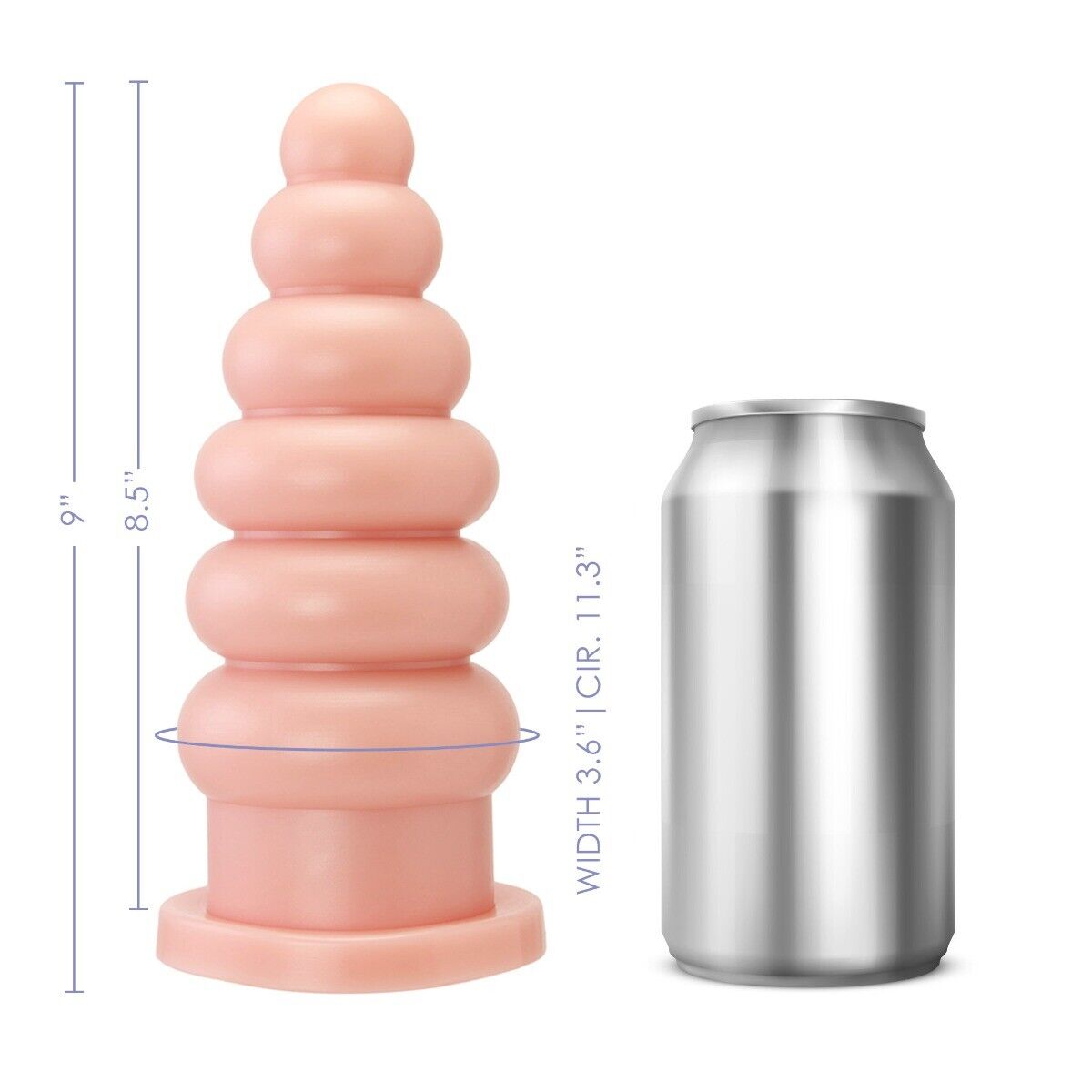 Soft Ribbed 9" Huge Extra Large Super Big Anal Stretcher Butt Plug Dildo