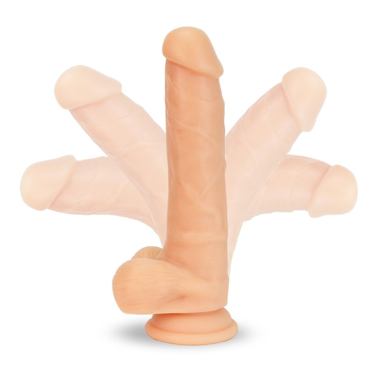 8" Silicone Realistic G-spot Anal Dildo Cock with Balls Suction Cup Sex Toys