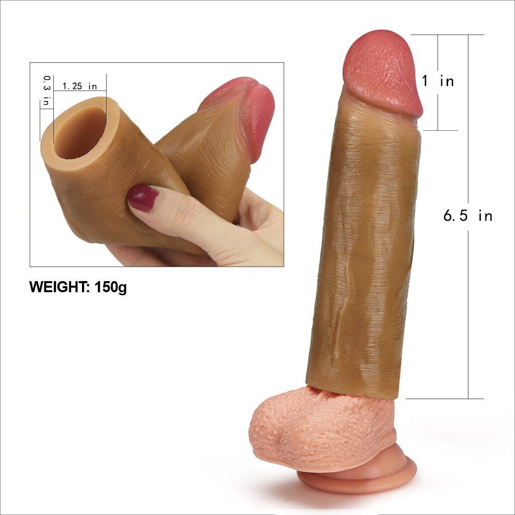 Black Silicone Penis Extension Extender Sleeve Sheath Add 1" Cock Girth Enhancer