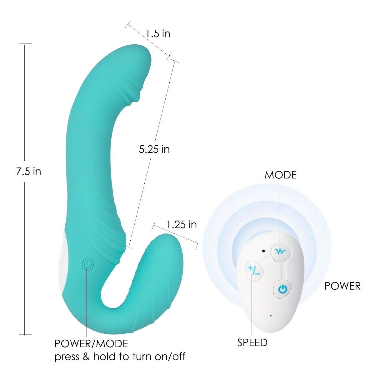Wireless Vibrating Strapless Strap-on Dildo G-spot Anal Vibrator Lesbian Sex Toy