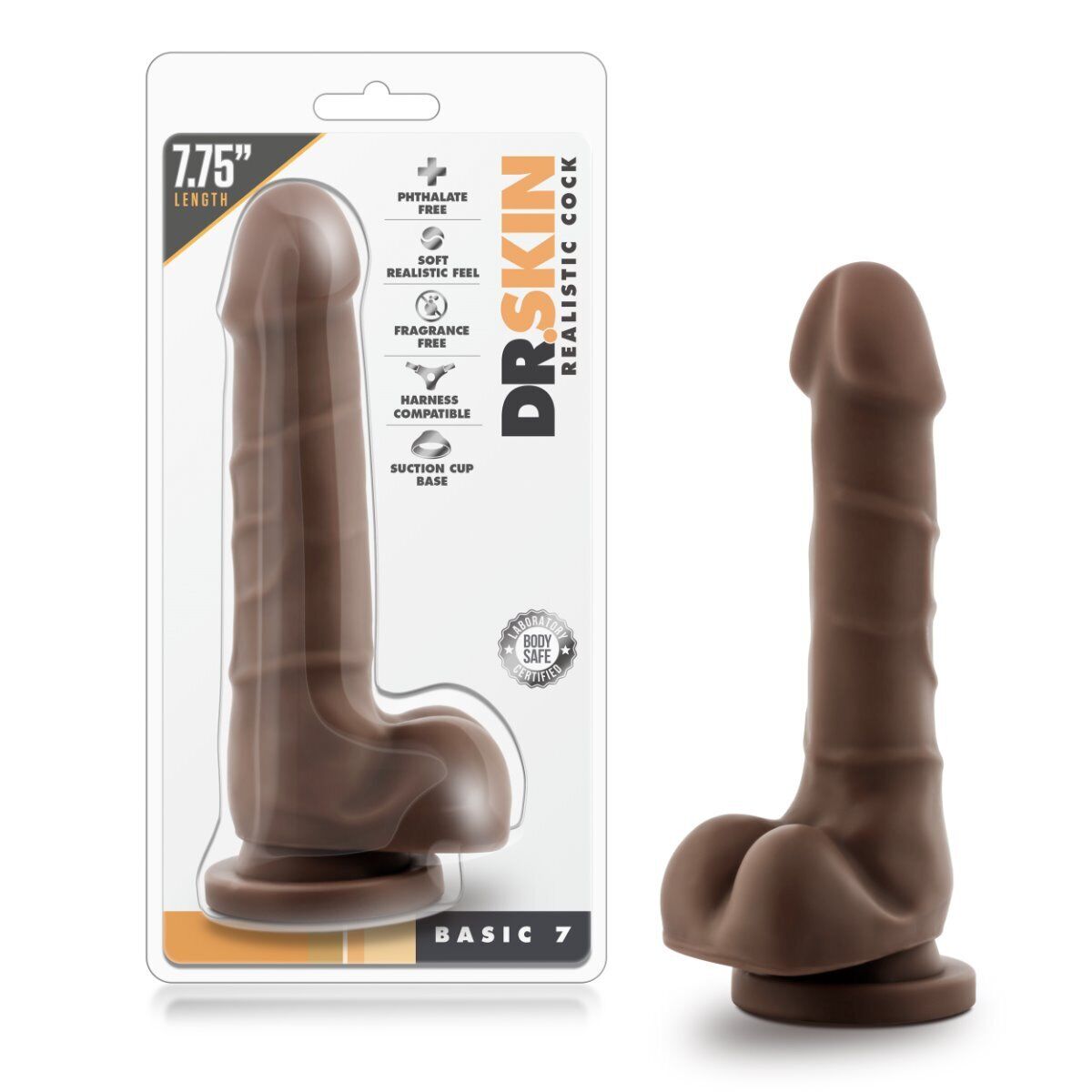 7" Black Realistic G-spot Anal Dildo Dildo Dong Cock with Balls Suction Cup