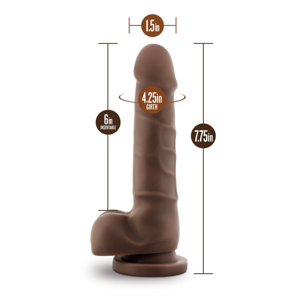 7" Black Realistic G-spot Anal Dildo Dildo Dong Cock with Balls Suction Cup