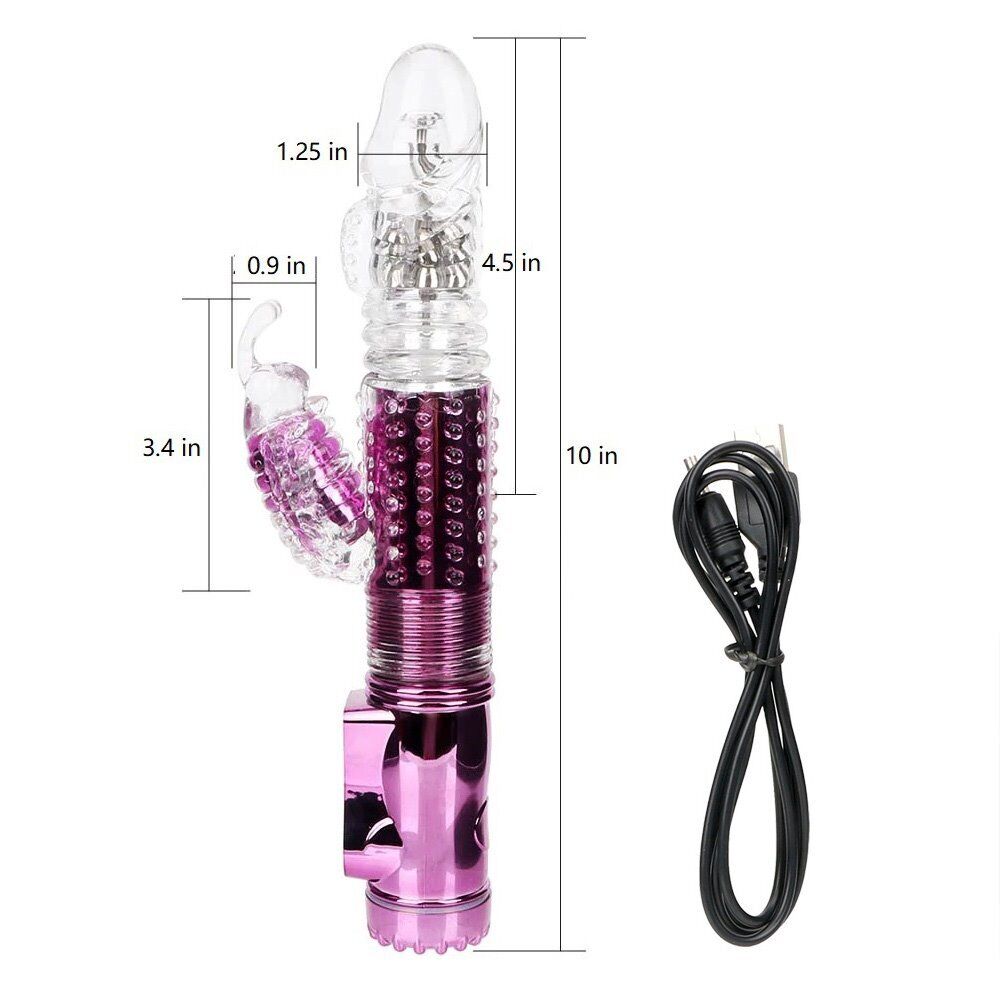 Rechargeable Thrusting Rabbit G-spot Clit Vibrator Dildo Sex Toys for Women