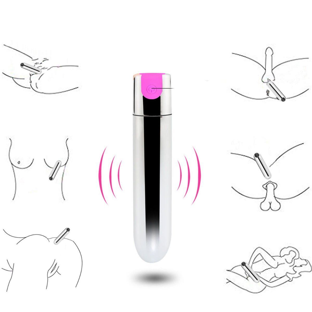 10 Speed Rechargeable Silver Bullet Vibrator Vibe Discreet Sex Toys for Women