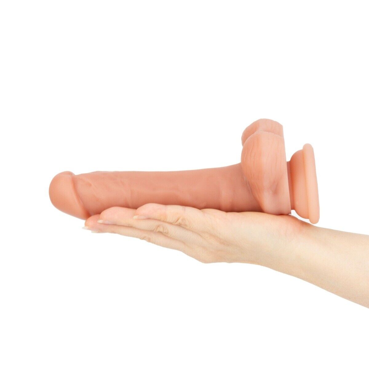 Dual Layer 8" Silicone Realistic G-spot Anal Dildo Cock with Balls Suction Cup