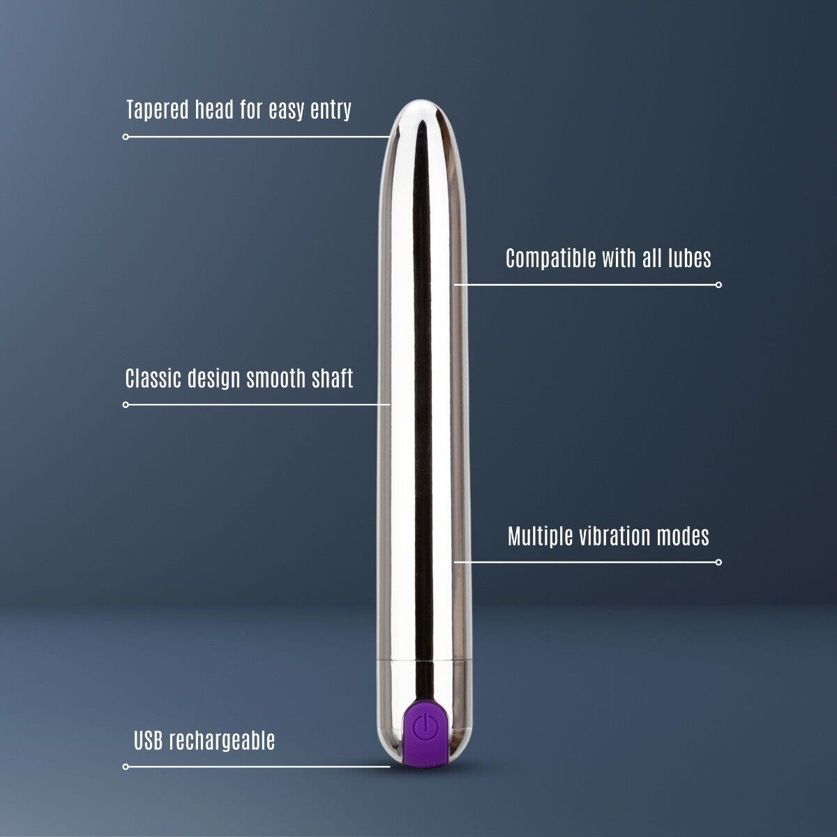 Rechargeable Silver Clitoral G Spot Anal Vibrator Female Massager Sex Toy