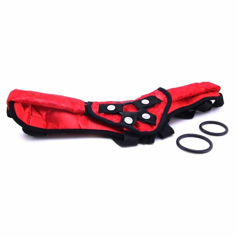 Sportsheets Red Lace Corsette Strap-On Harness with 3 Rubber O-rings