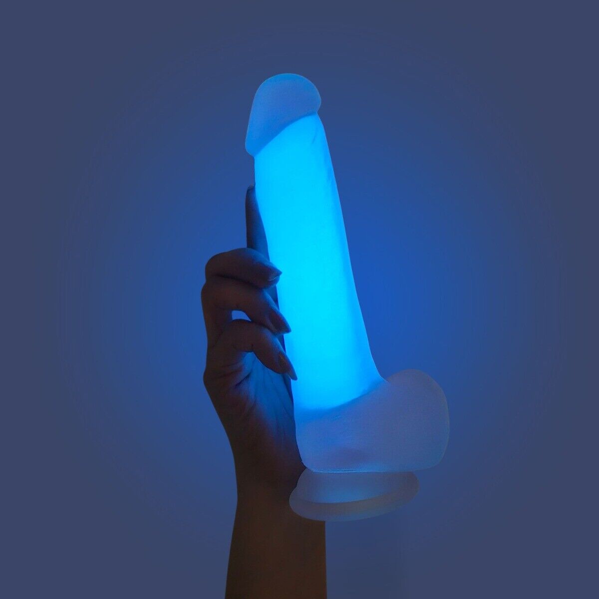 Glow in the Dark 8" Silicone Realistic Dual Density G-spot Anal Dildo Cock Balls