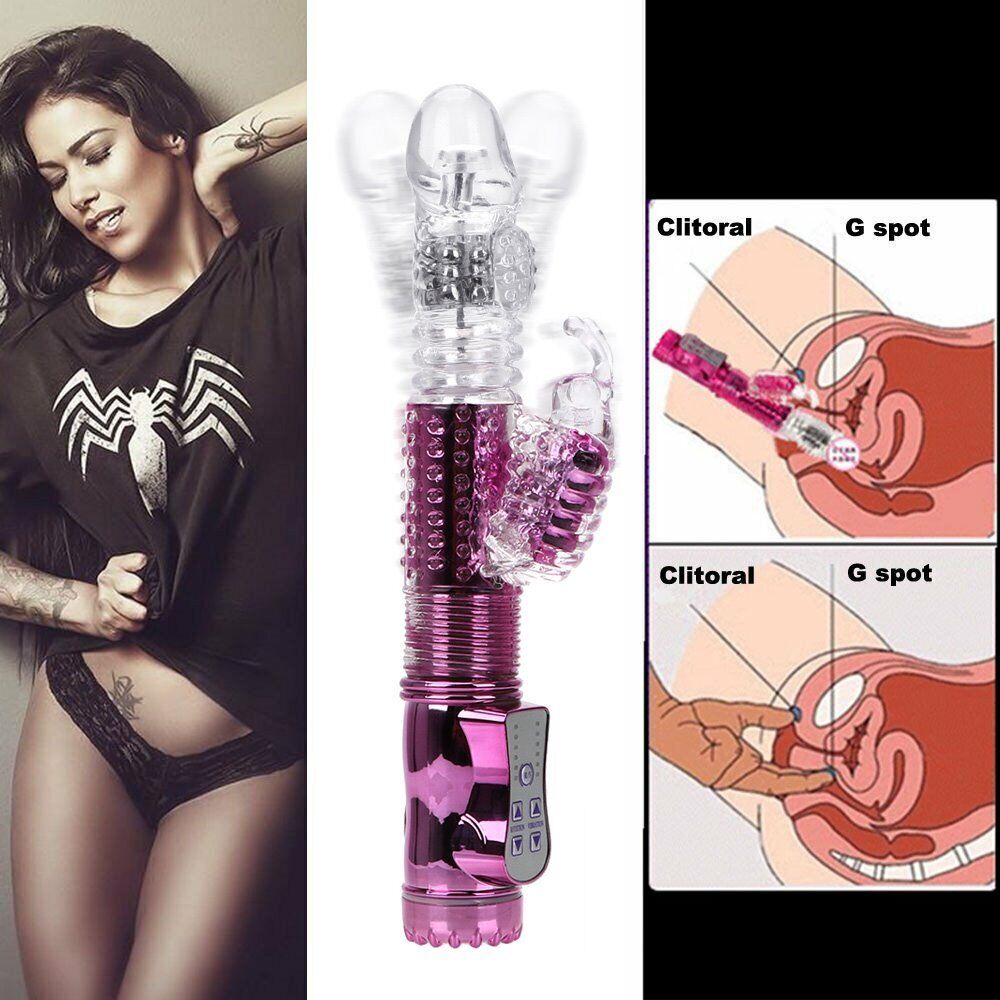 Rechargeable Thrusting Rabbit G-spot Clit Vibrator Dildo Sex Toys for Women