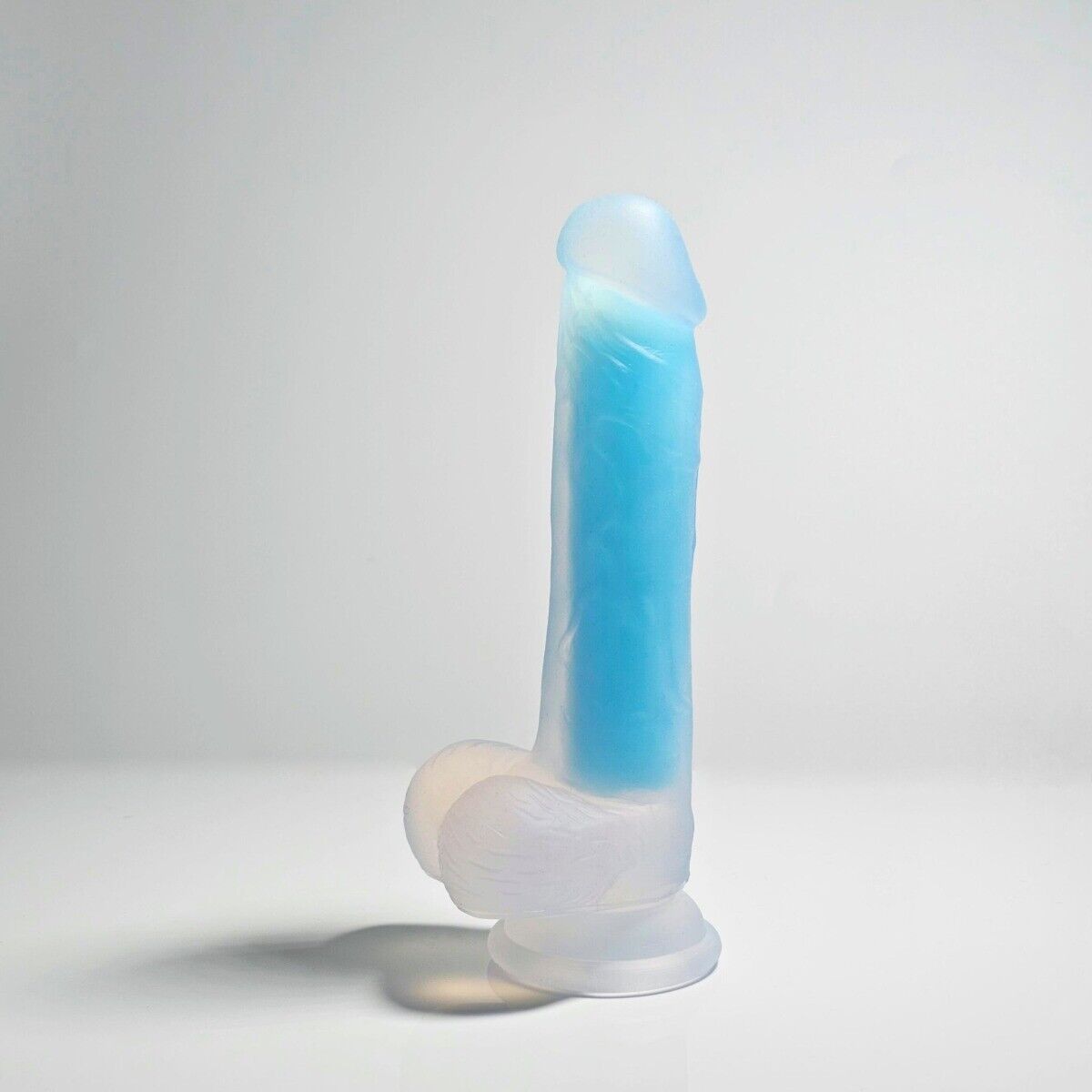 Glow in the Dark 8" Silicone Realistic Dual Density G-spot Anal Dildo Cock Balls