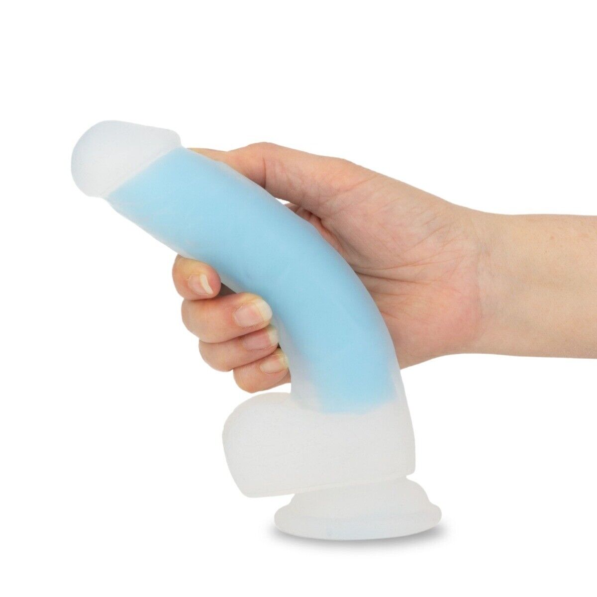 Glow in the Dark 8" Silicone Realistic Dual Density G-spot Anal Dildo Cock Balls