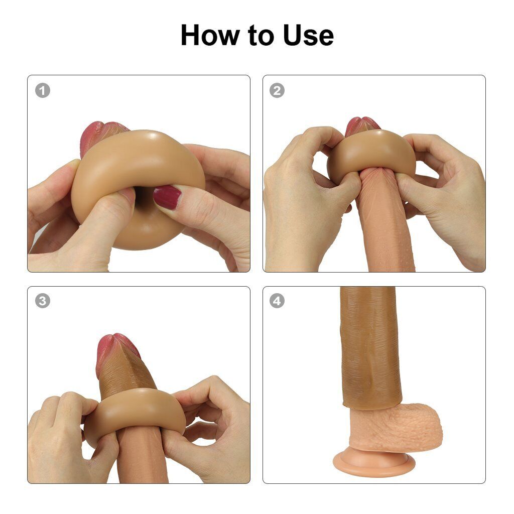 Black Silicone Penis Extension Extender Sleeve Sheath Add 1" Cock Girth Enhancer