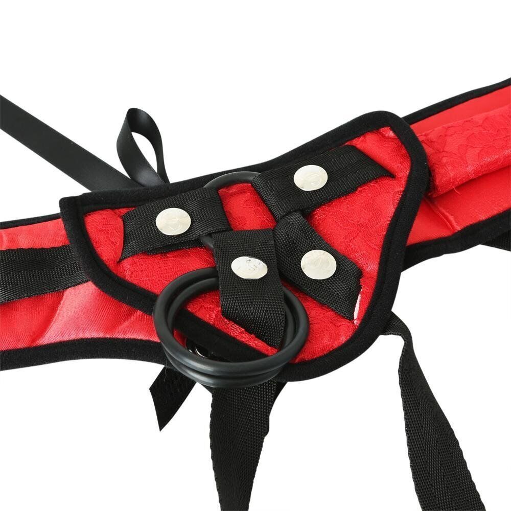 Sportsheets Red Lace Corsette Strap-On Harness with 3 Rubber O-rings